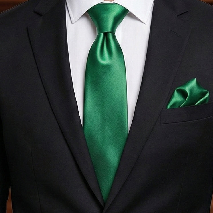 Emerald Green Tie and Pocket Square Set