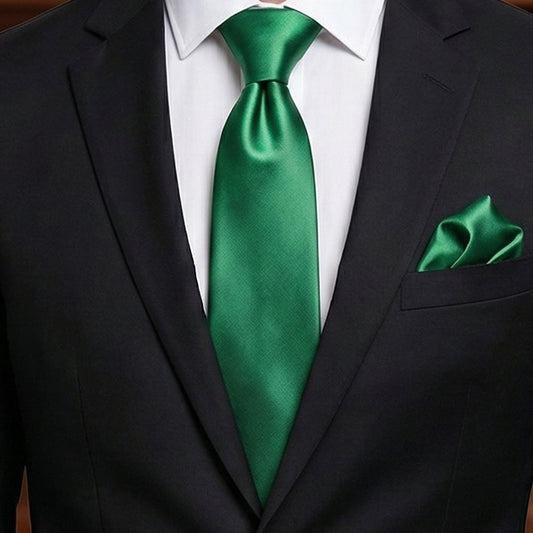 Emerald Green Tie and Pocket Square Set