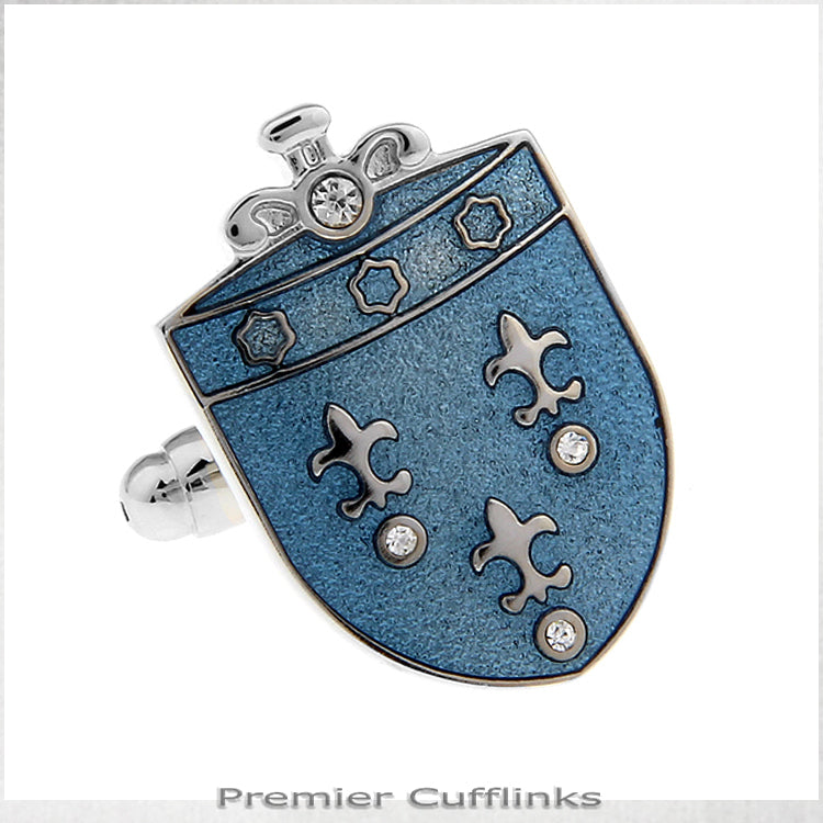 Feur De Lis on Blue Crest Cufflinks