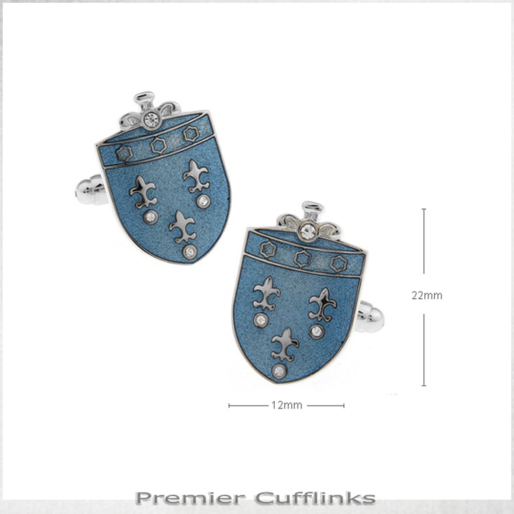 Feur De Lis on Blue Crest Cufflinks