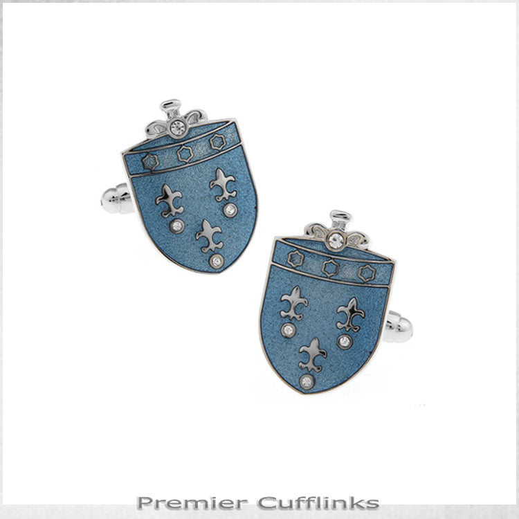Feur De Lis on Blue Crest Cufflinks