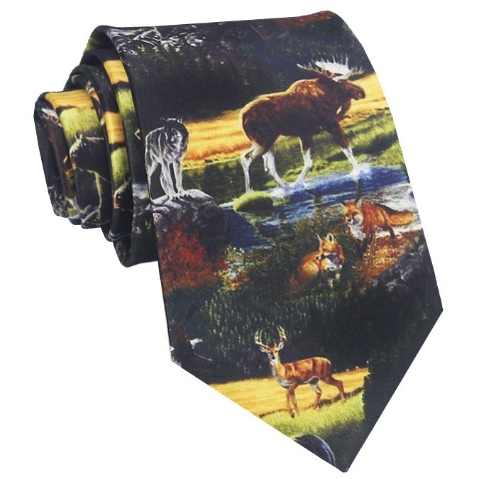Black with Pug Dogs Design Tie