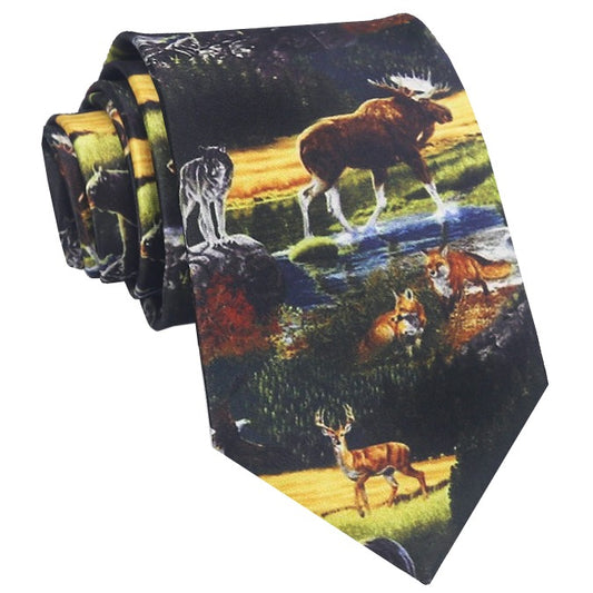 Black with Pug Dogs Design Tie