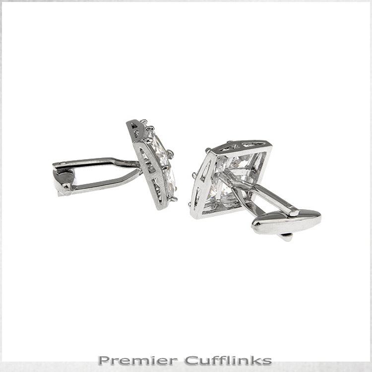 Four Crystal Squares Inset Cufflinks
