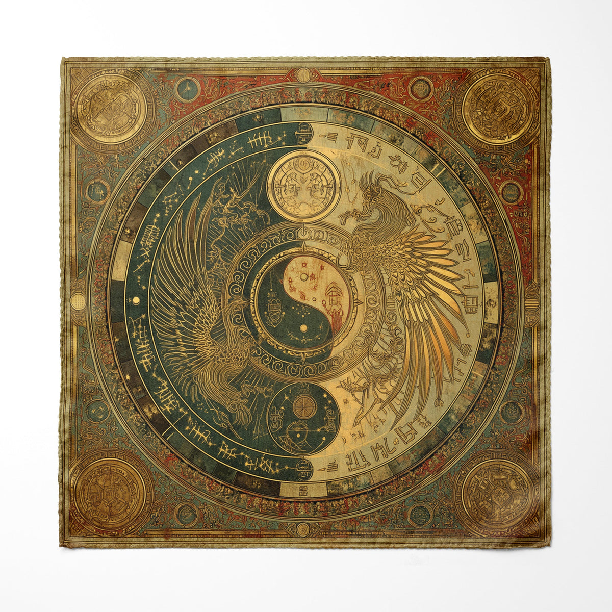 Genuine Silk Celestial Yin Yang Pocket Square