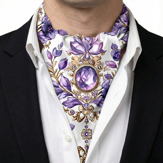 Genuine Silk Lisianthus Flowers Ascot Cravat