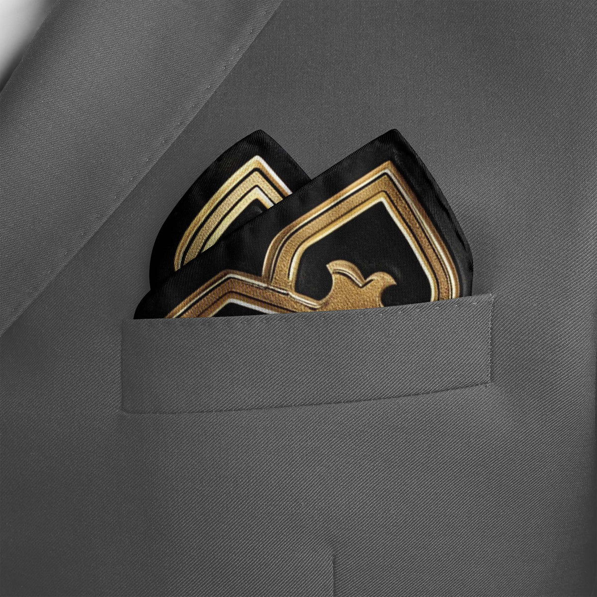 Genuine Silk Luxury Gold and Black Baroque Pocket Square