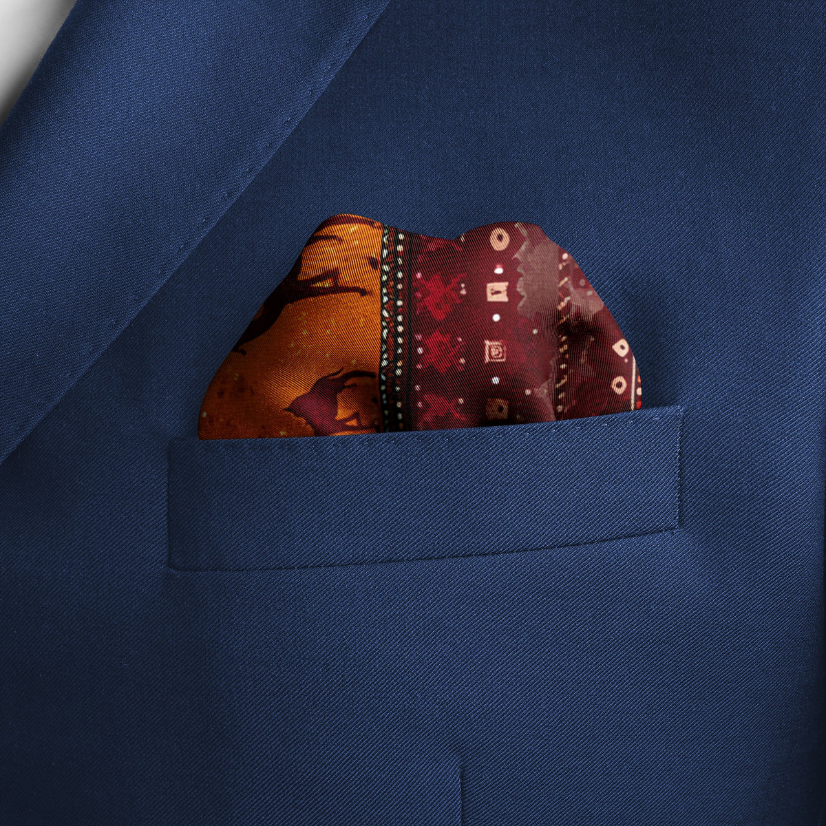 Genuine Silk Desert Caravan Nomadic Pocket Square