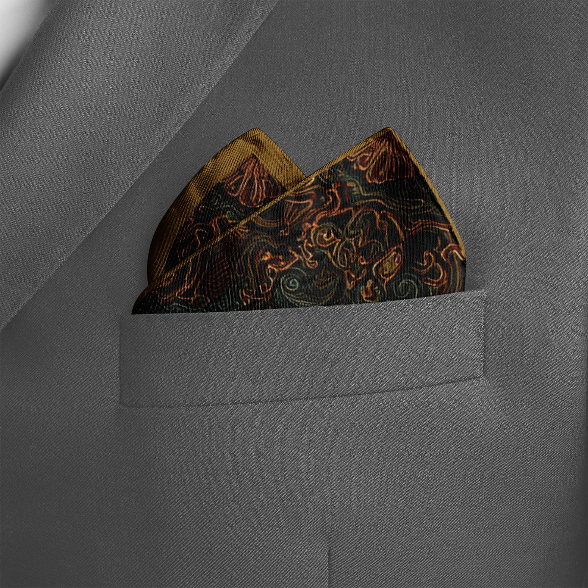 Genuine Silk Regal Emerald Mandala Pocket Square