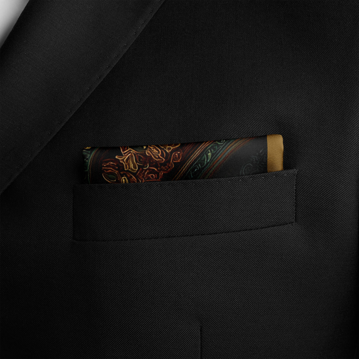 Genuine Silk Regal Emerald Mandala Pocket Square