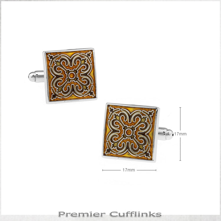 Gold and Black Tapestry Cufflinks
