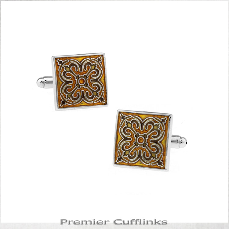Gold and Black Tapestry Cufflinks