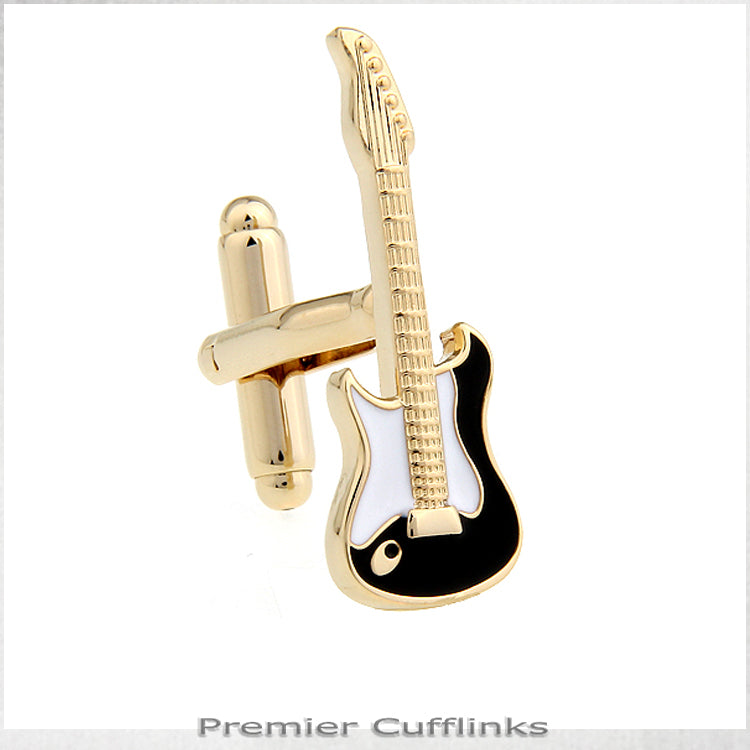 Gold Electric Guitar Cufflinks