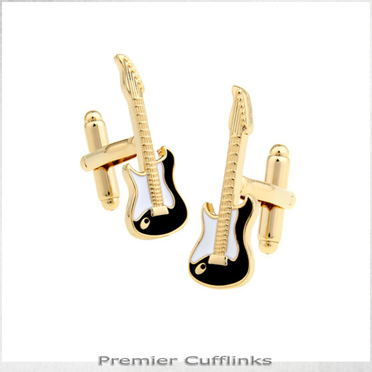 Gold Electric Guitar Cufflinks