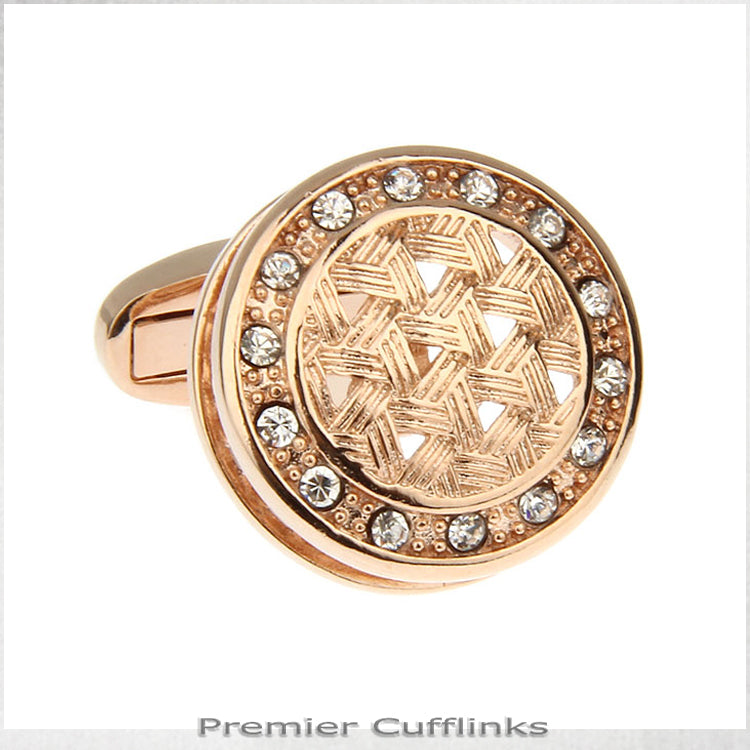 Gold Rustic with Gem Insets Cufflinks