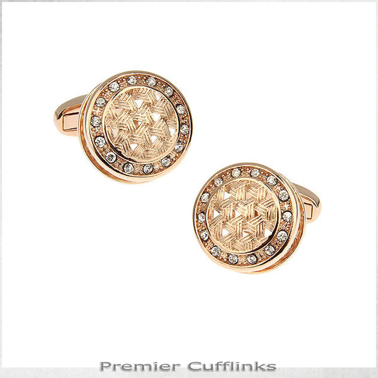 Gold Rustic with Gem Insets Cufflinks