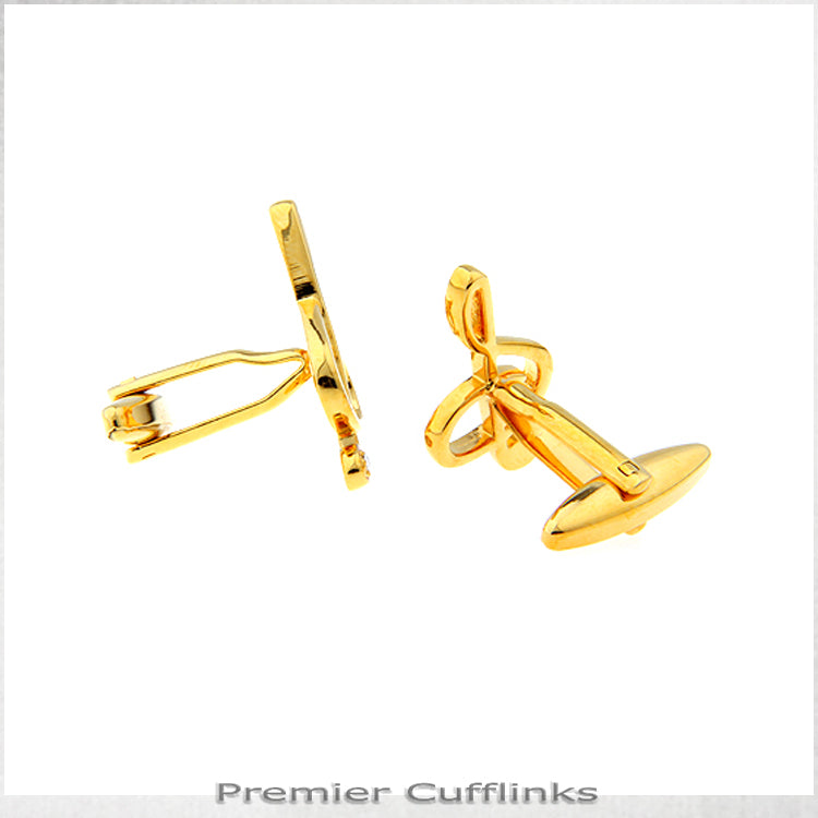 Gold with Gem Inset Treble Clef Cufflinks