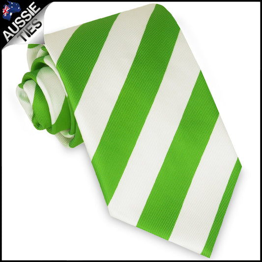 Boys Green & White Stripes Sports Tie