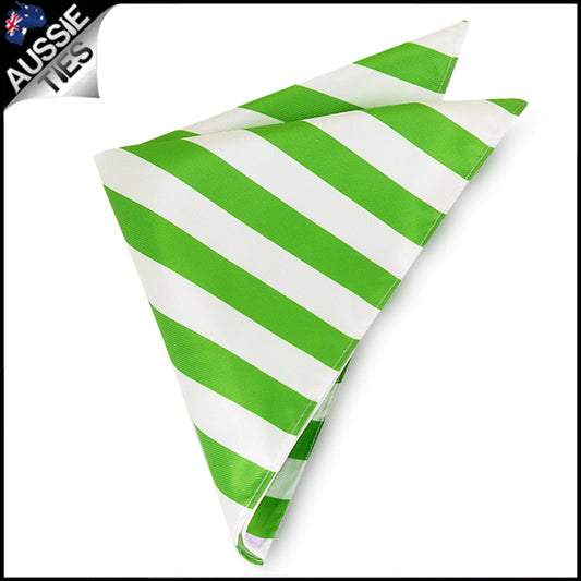 Green & White Striped Pocket Square 