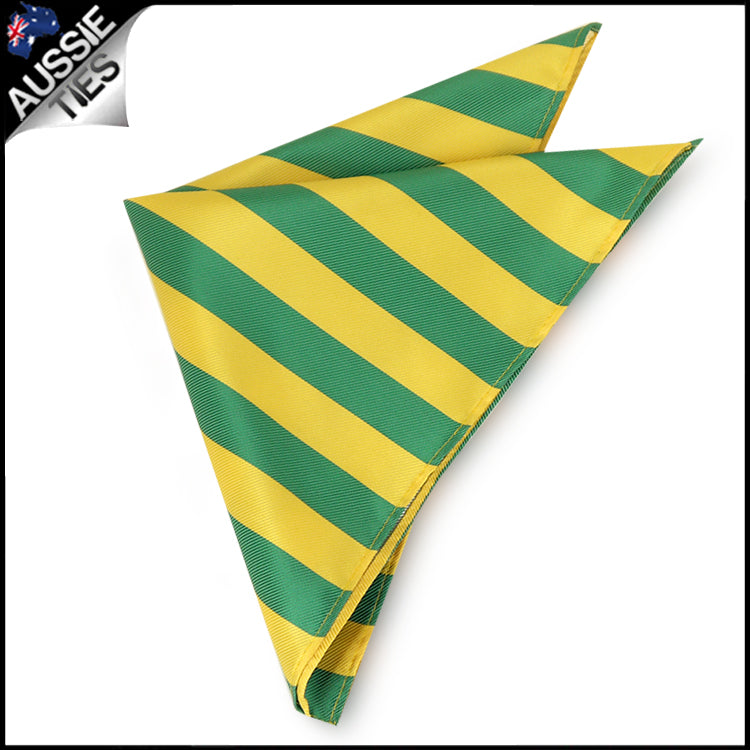 Green & Yellow Striped Pocket Square 