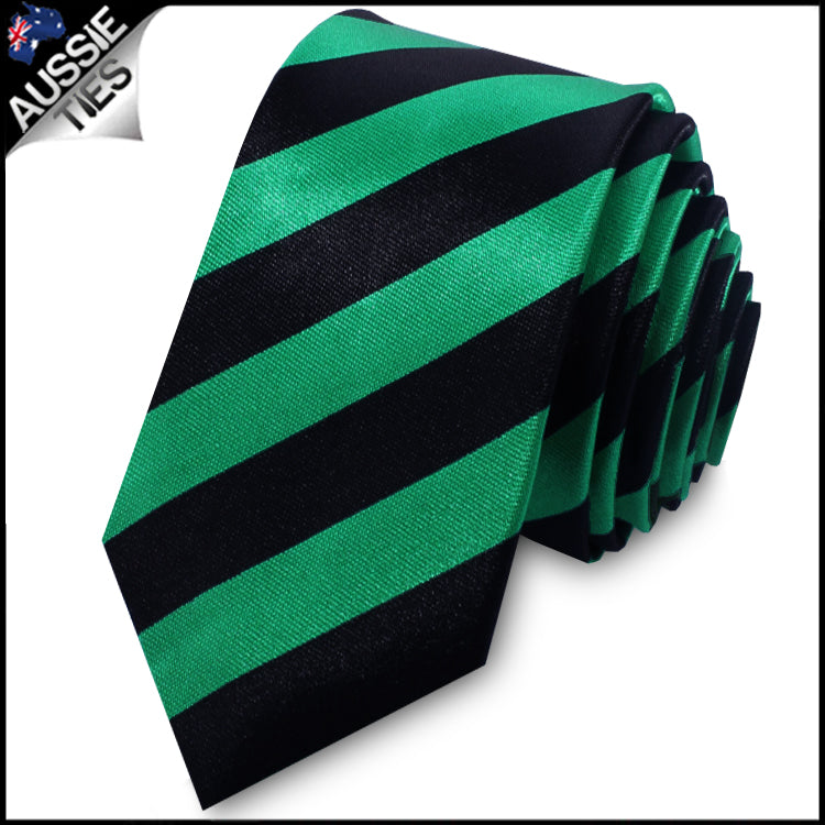 Green & Black Men's Striped Skinny Tie