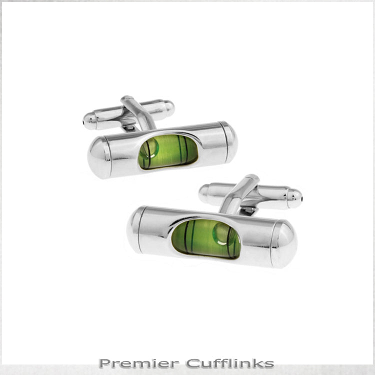 Green Spirit Level Cufflinks
