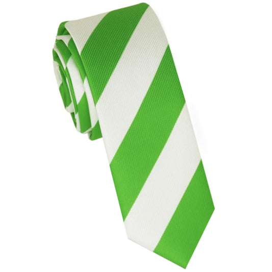 Green & White Stripes Skinny Tie