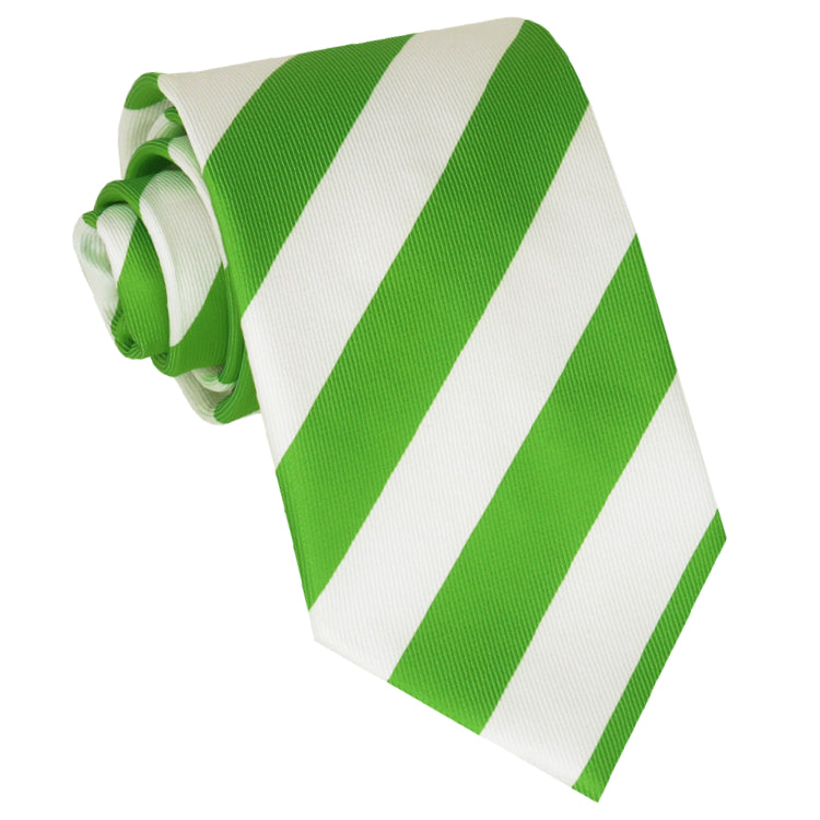 Green & White Stripes Sports Tie