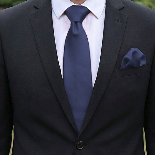 Gun Metal Blue Tie and Pocket Square Set