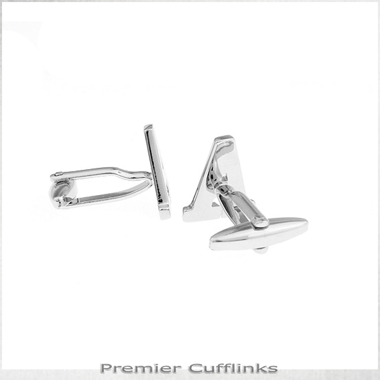 Single Initial A Silver Cufflink