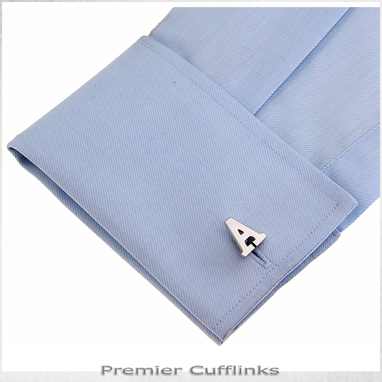Single Initial A Silver Cufflink