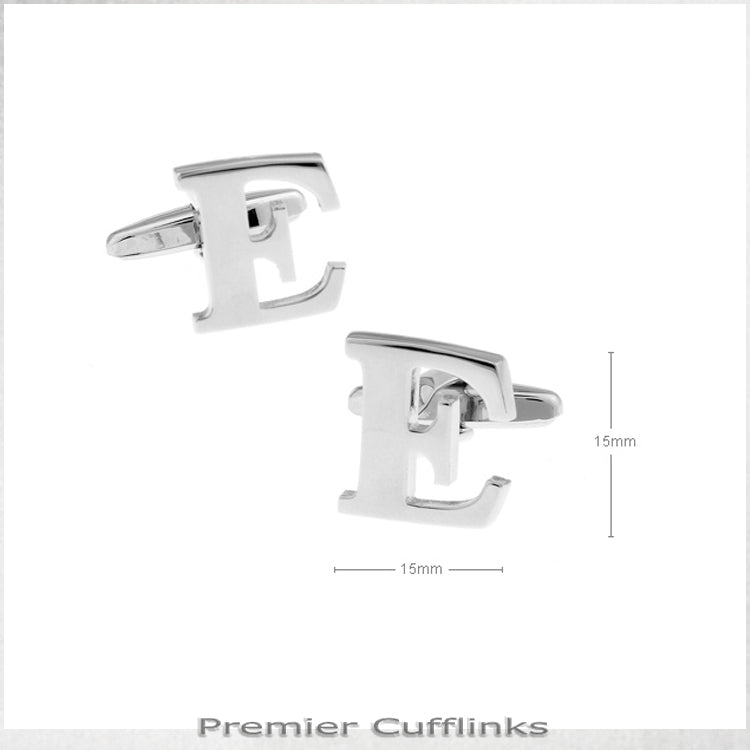 Single Initial E Silver Cufflink
