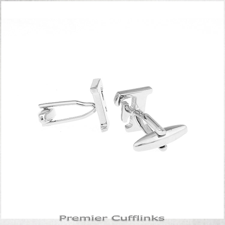 Single Initial F Silver Cufflink
