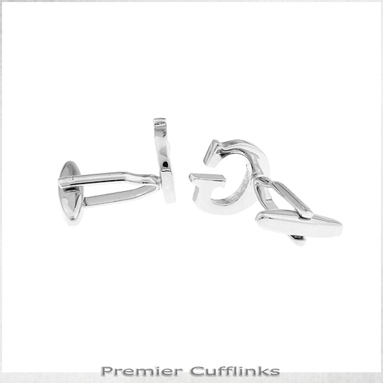 Single Initial G Silver Cufflink