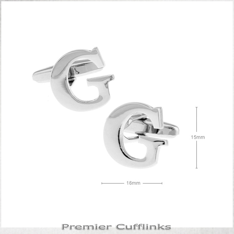 Single Initial G Silver Cufflink