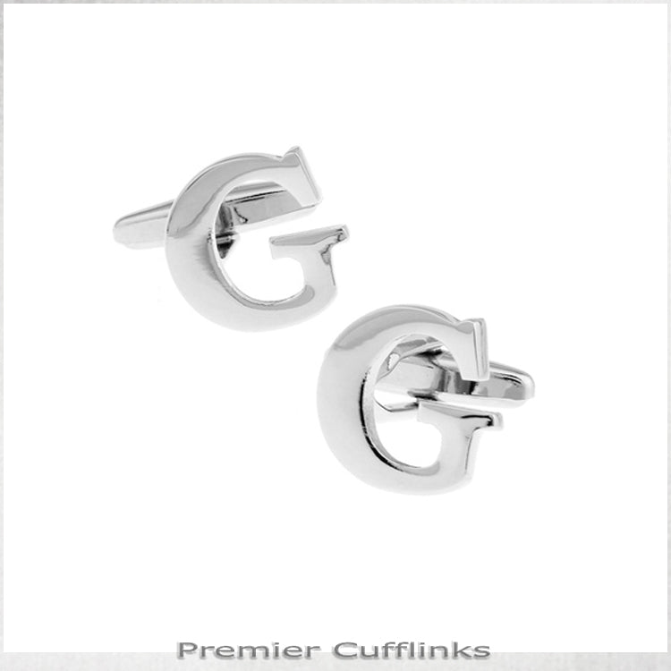 Single Initial G Silver Cufflink