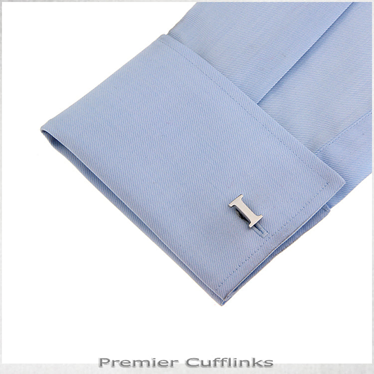 Single Initial I Silver Cufflink