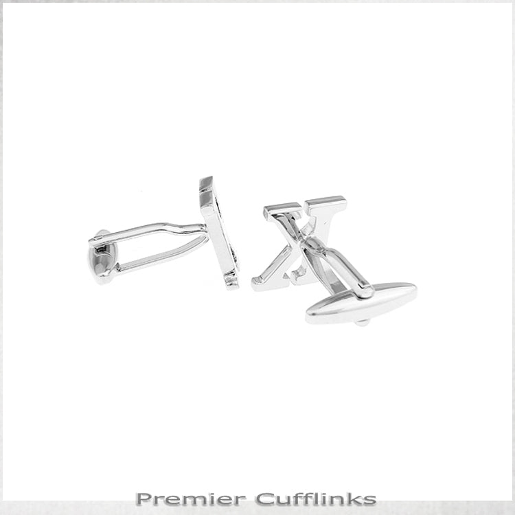Single Initial K Silver Cufflink