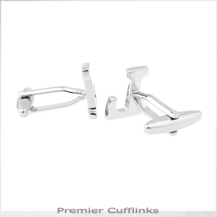 Single Initial L Silver Cufflink
