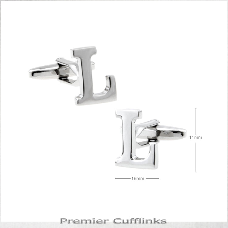 Single Initial L Silver Cufflink