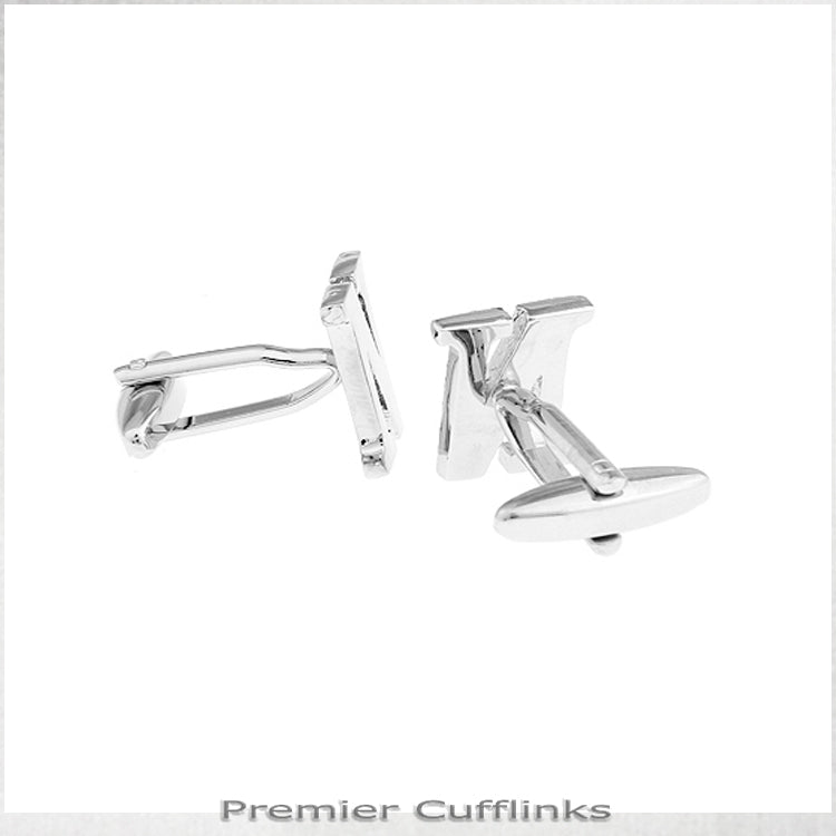Single Initial N Silver Cufflink