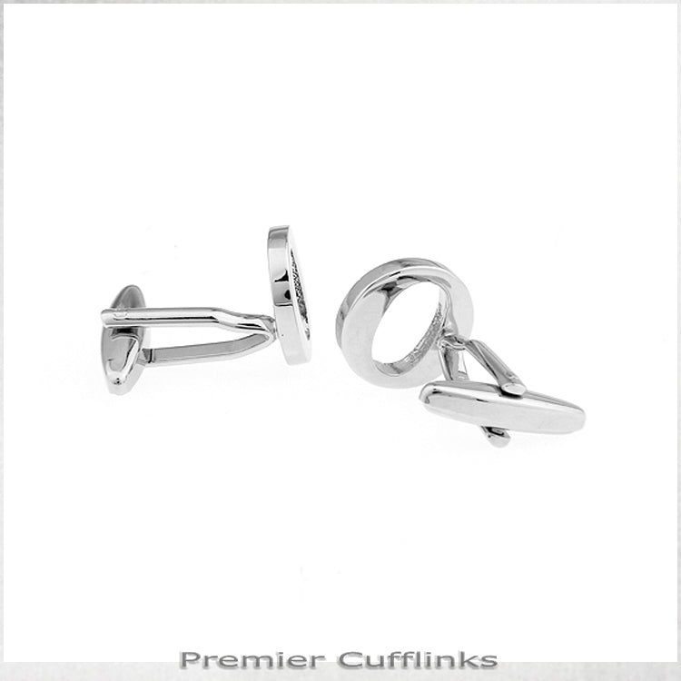 Single Initial O Silver Cufflink