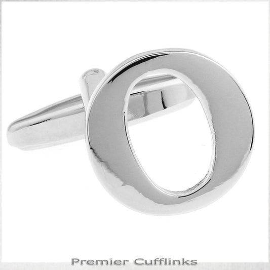 Single Initial O Silver Cufflink