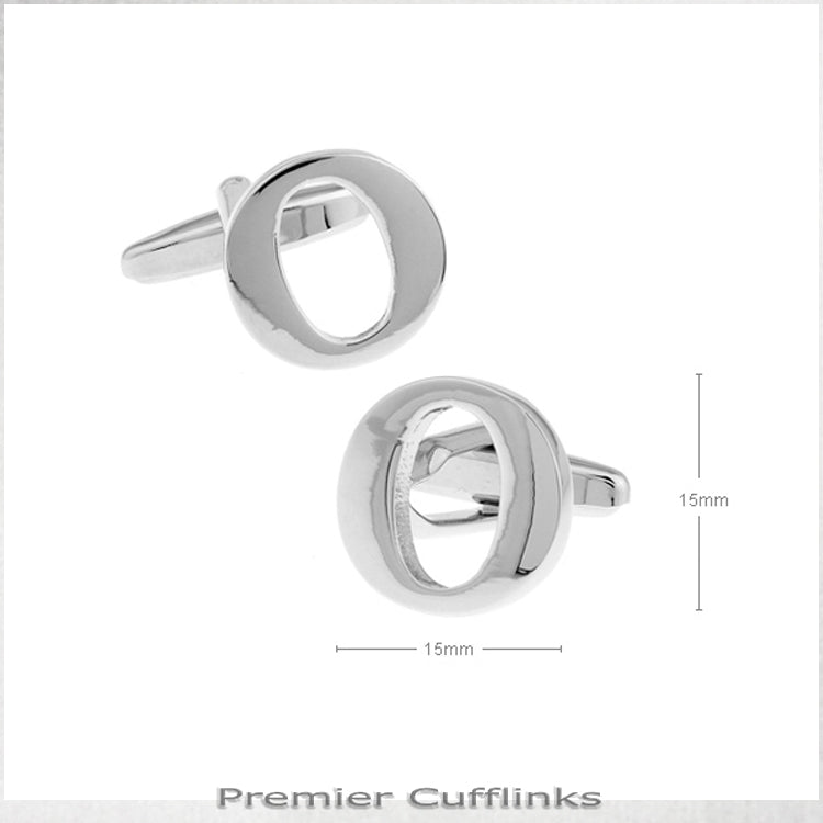 Single Initial O Silver Cufflink