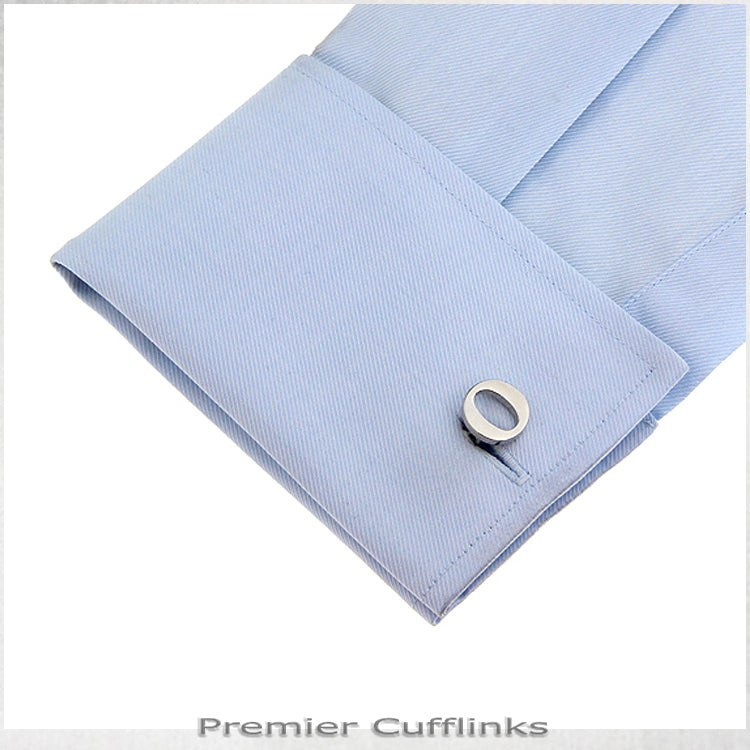 Single Initial O Silver Cufflink