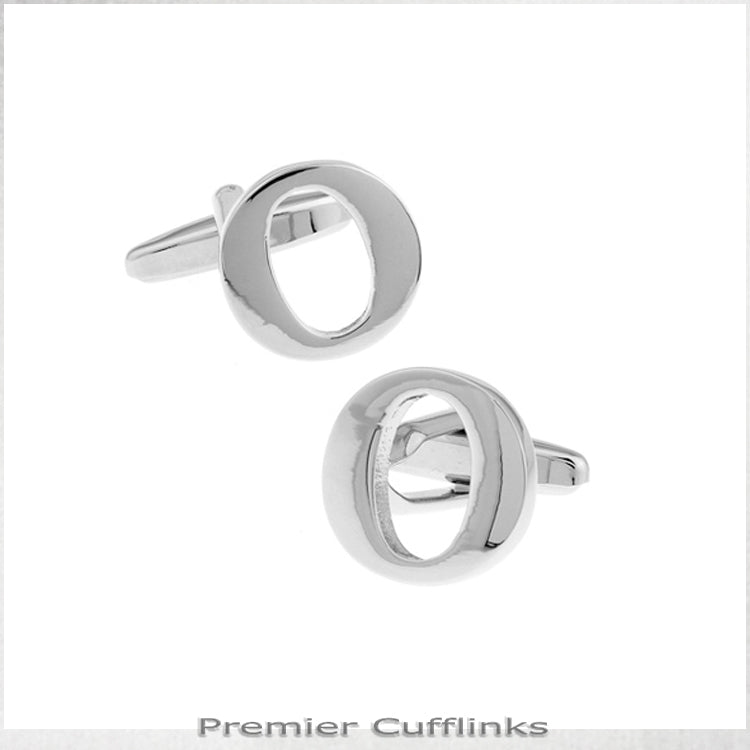 Single Initial O Silver Cufflink