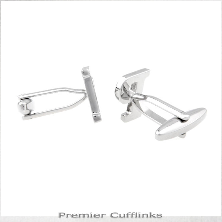 Single Initial P Silver Cufflink