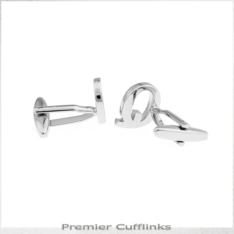 Single Initial Q Silver Cufflink