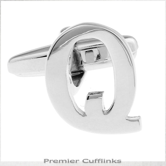 Single Initial Q Silver Cufflink