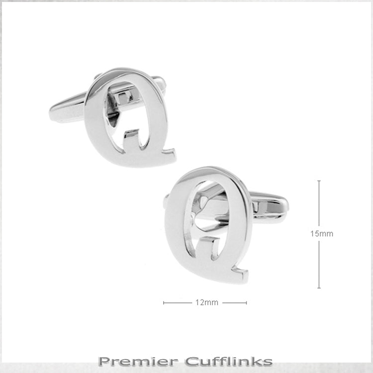 Single Initial Q Silver Cufflink